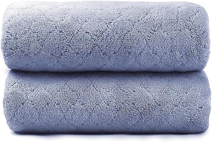 JML Microfiber Bath Towels, Ultra Soft, Super Absorbent, Fast Drying, No Fading, Large Body Towel Set for Shower, Gym, Suana, Sport, Travel, Fitness, SPA,Yoga (Coral Fleece Blue, 30 in x 60 in)