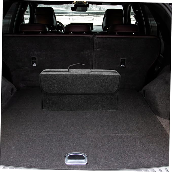 Felt Trunk Storage Bag Foldable Organizer for Car Van Portable Driving Pouch Grey for Groceries Emergency Gear Space Saving Design