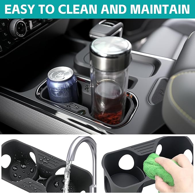 Cup Holder Organizer Compatible with 2023-2025 2026 Chevy Silverado/GMC Sierra 1500 & 2022 Refreshed 1500 Accessories, Insert Console Drink Holder Protector (Full Console w/Bucket Seats ONLY)