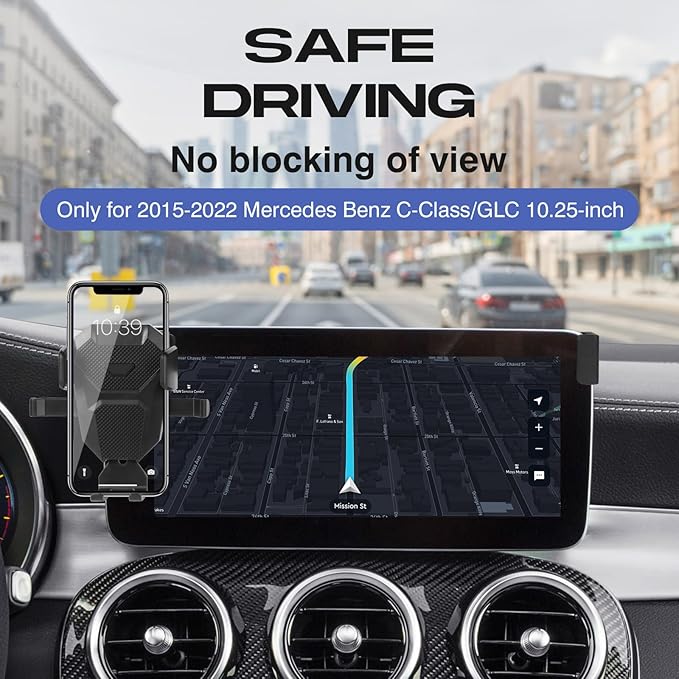Car Phone Holder for 2015-2022 Mercedes-Benz C-Class/GLC Accessories,Adjustable GPS C-Class Phone Mount for 10.25-inch Screen,Hands-Free Ultra Stable Air Vent Phone Stand