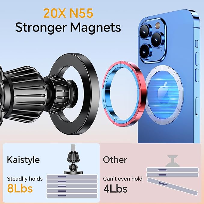 Kaistyle for Magsafe Car Mount【20 Strong Magnets】Magnetic Phone Holder for Car Phone Holder Mount Dash Mounted Holders Cell Phone Holders for Your Car Accessories for Women Men for iPhone 17 16 15 14
