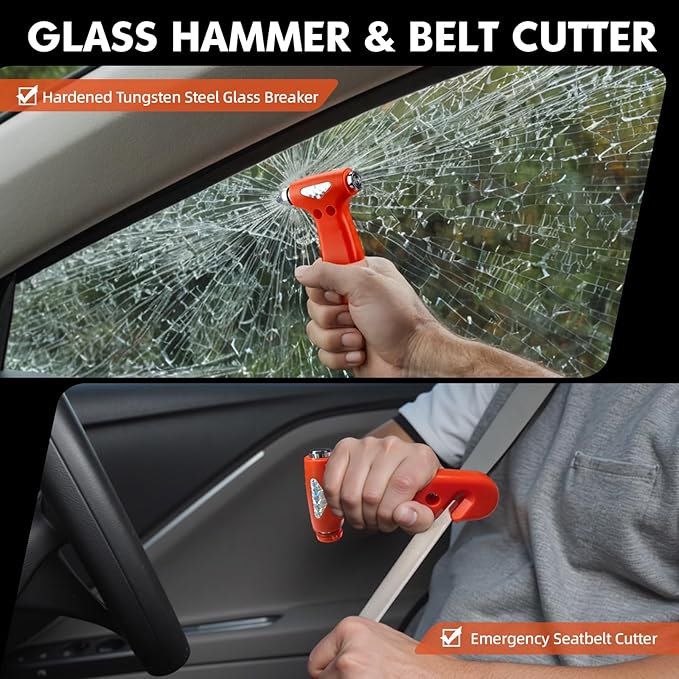 Car Emergency Kit with Portable Air Compressor, First Aid Kit, Jumper Cables, Roadside Safety Emergency Tool Kit for Women, Men, Teen