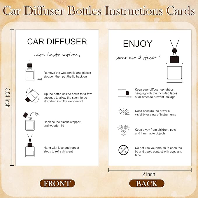 100 Sets Car Diffuser Bottles Empty Bulk Hanging Car Air Freshener Diffuser Bottles Glass Perfume Holder with Instruction Cards for Essential Oil Valentines Birthday Gifts (Heart)