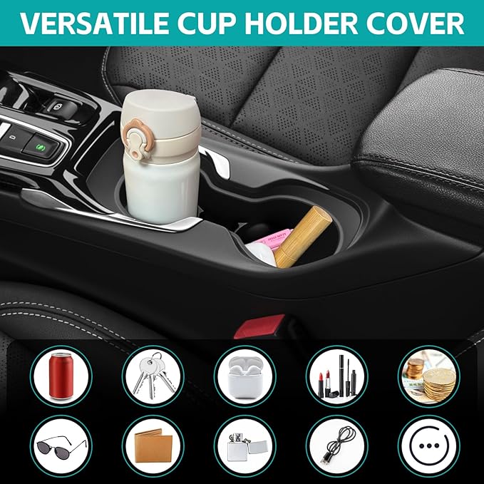 Cup Holder Organizer Compatible with 2022 2023 2024 2025 Chevy Bolt EUV EV Accessories, Noise-Free Water & Dust Proof TPE Insert Console Drink Holder for 2022-2025 Chevrolet Bolt Accessories