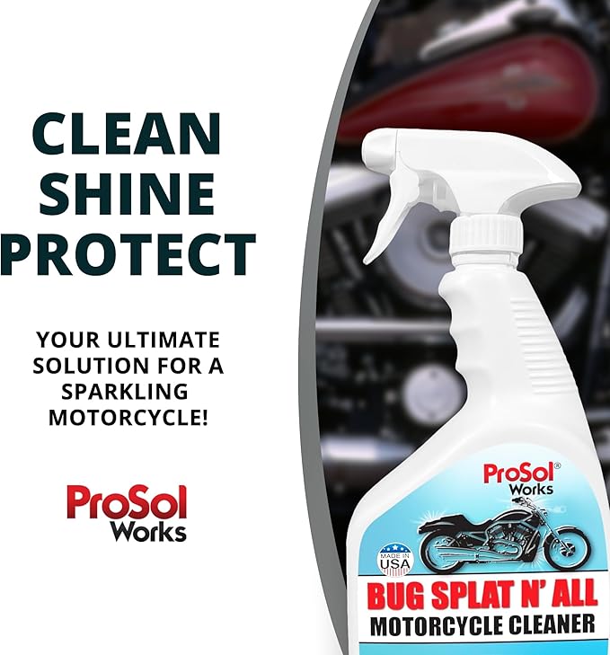 Bug Splat N' All Motorcycle Cleaner 32 fl oz - Motorcycle Cleaning Spray for Engine, Seat, Dash, & Wheel Cleaner - Effective on Oil, Dirt, Grease, Road Grime & More - Safe on All Surfaces