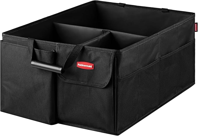 Rubbermaid Car Organizer, Collapsible Trunk Organizer, Multi-Compartment Car Storage Organization for Car Accessories, 3 Compartments Without Cover, 22.83"*16.54"*10.63"