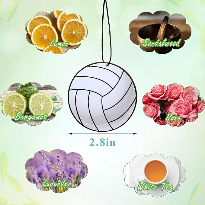 12 Pcs Car Air Freshener Hanging Long Lasting Scent Gift for Sport Lover Automotive Freshener Aromatherapy Tablet Rearview Mirror Interior Accessories Locker Office Home Decoration(Volleyball)
