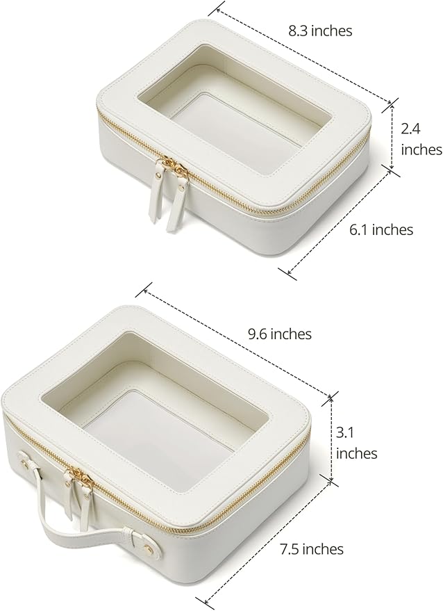 Popvibe Clear Makeup Bag Travel Cosmetic Case Transparent Toiletry Bag with Zipper, Portable Make Up Organizer Traveling Compact Car Bag for Essentials