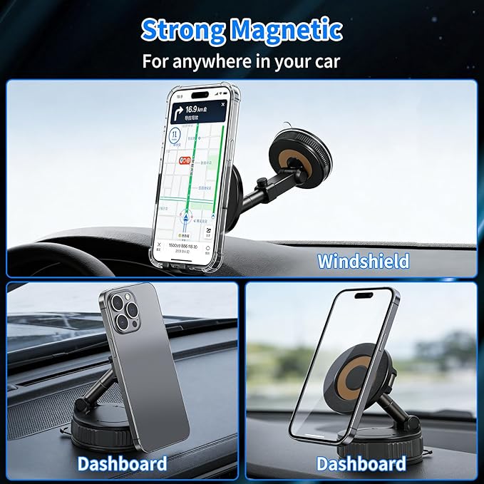 Magnetic Phone Holder for Car, Car Phone Mount 360 Degree Adjustable, Strong Magnetic Phone Holder for iPhone 17 Pro Max 16 15 14 13 12 Plus