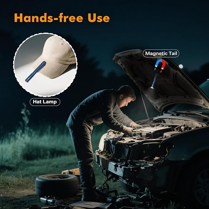 VTIGER T2A Compact EDC Flashlight,1500 High Lumens AA Rechargeable LED Flashlight, Super Bright Small Tactical Tail Switch Pocket Flash Light with Magnet for Camping,Hiking,Outdoor,Home,Emergency