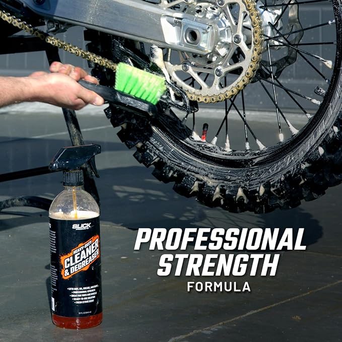 Slick Products Heavy-Duty Cleaner & Degreaser – Professional Strength Citrus Formula for Tires, Wheels, Engines, Chains & Tough Grime – Ready to Use or Dilute, 128 oz