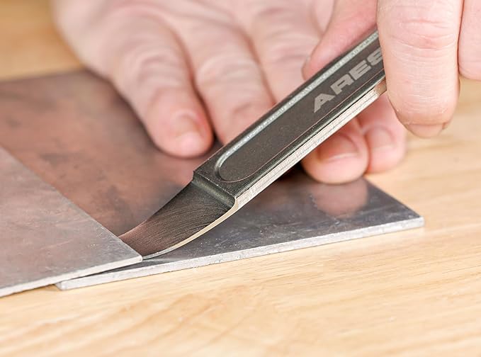 ARES 10091 - Mini Pry Bar Tool - Compact Panel/Trim Wedge - Durable Metal Pry Bar Easily Removes Trim, Paneling, Sheet Metal, Fasteners, and More - Compact Design Skin Wedge for Use in Confined Spaces