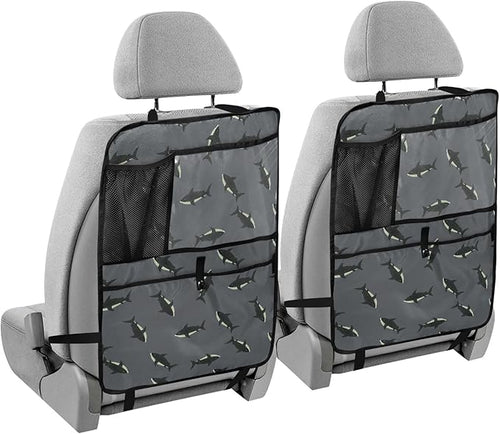 1 Pack Backseat Car Organizer with Storage Pockets Seat Back Organizers for Kids Kick Mats Backseat Protector Automotive Black Shark