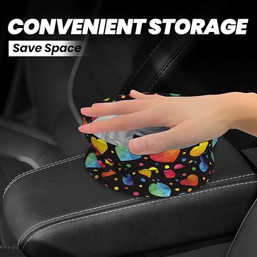 Car Trash Bag Watercolor Hearts Waterproof Trash Small Car Can Portable Collapsible Car Garbage Can Hanging for Back Seat Floor or Hanging Headrest Car Decor Road Trip Essentials