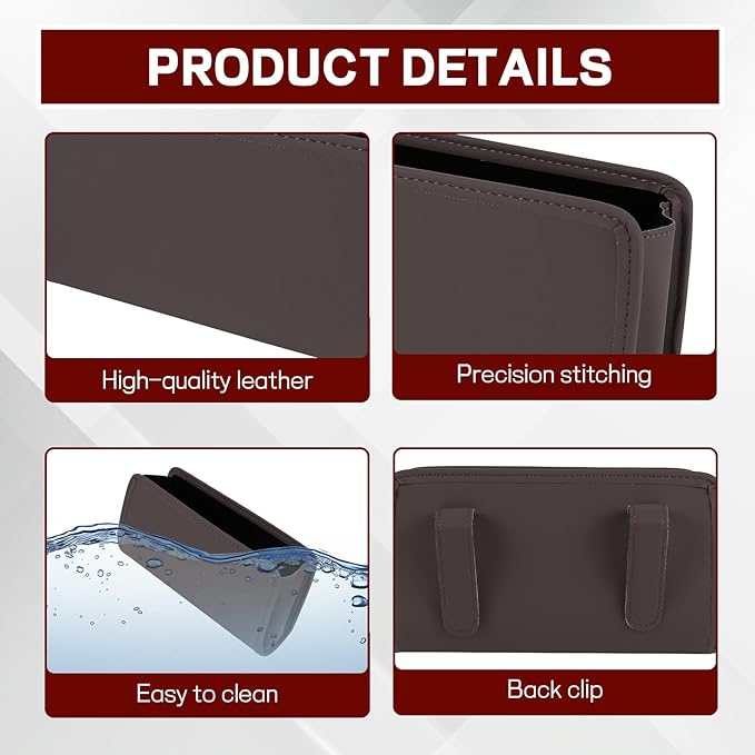 Hovom Car Trash Can, Leather Waterproof Automotive Garbage Can with Trash Bag, Hanging Mini Vehicle Trash Bin, Small Auto Door Organizer Storage Pouch, Universal Car Accessories (Brown)