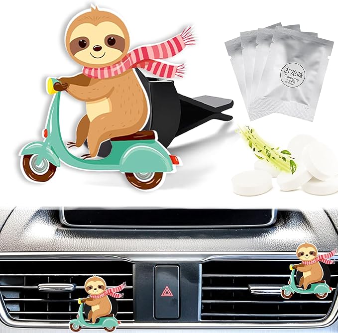 Cute Car Air Freshener Clips Sloth Car Vent Clip Sloth Cars Scents Cologne Air Conditioner Clip Auto Vent Interior Decoration Cars Accessories Sloths Loves Gifts for Men Women
