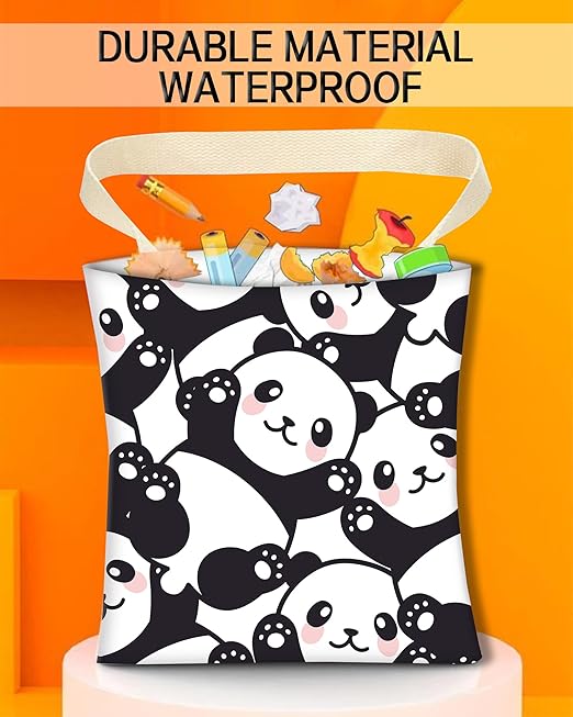Car Garbage Can, Trash Bag for Vehicle, Travelling, Camping - Hanging Organizer With Cute Smile Panda Design for Back Seat