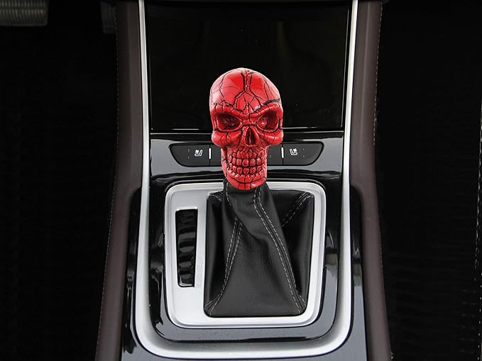 Abfer Shift Knob Automatic Gear Shifter Red Manual Stick Shift Handle Skull Shifter Knobs for Car Vehicles