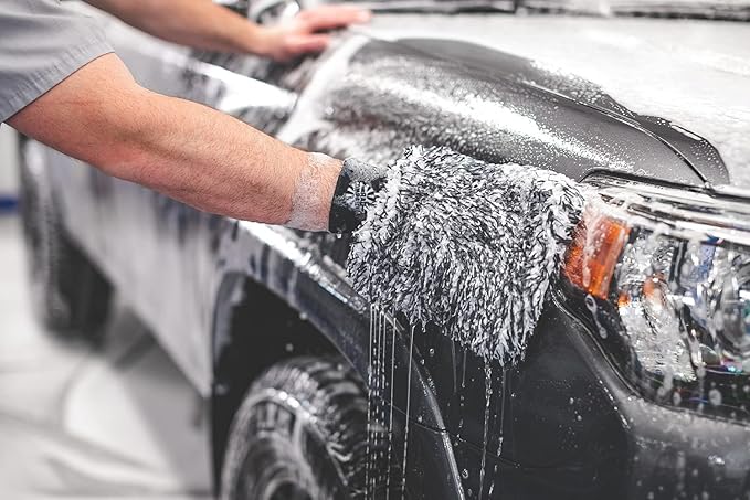 The Rag Company - The Cyclone Ultra Wash Mitt + Cyclone Ultra Wash Pad 6in x 8in Combo Pack - Microfiber Blend, Twist Loop Interior Liner Ideal for Foam, Soap + Bucket, & Rinseless Washing Methods