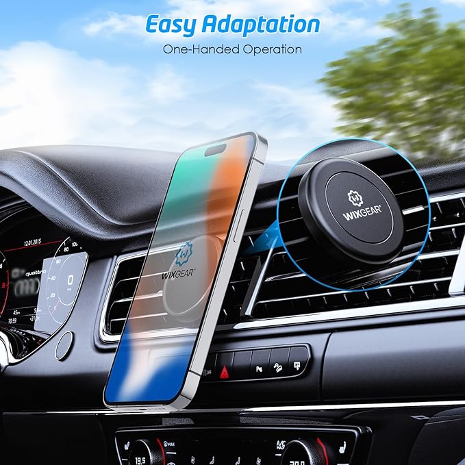 Magnetic Phone Holder for Car, WixGear [2 Pack] Universal Air Vent Magnetic Phone Mount for Car, Car Phone Holder Mount for Cell Phones and Mini Tablets with 4 Metal Plates