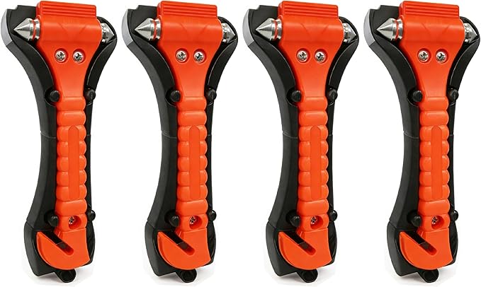 Car Window Breaker Hammer and Seat Belt Cutter 2-in-1, Emergency Escape Tool, Safety Glass Breaker, Automotive Safety Essentials and Accessories, 4 Packs