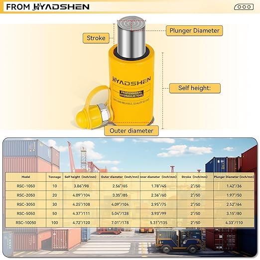 10 ton Hydraulic Cylinder Jack Sets Porta Power Ram Jack Kit with CP-180 Hydraulic Hand Pump, 2” Stroke Hydraulic Cylinder Jack Single Acting Lifting Cylinder Retract Automatically