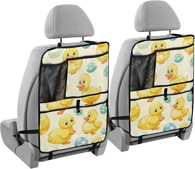 Light Yellow Duck Easter Egg 1 Pack Backseat Car Organizer with Storage Pockets Seat Back Organizers for Kids Kick Mats Backseat Protector Automotive
