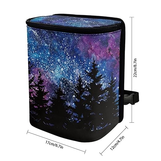 1.2 Gallons Car Garbage Bag Hanging, Aurora Forest Trash Bin for Car, Adjustable Hanging for Tail of Console/Back of Seats, Odor-Free with Zipper Leak-Proof Lid Design, Mini and Convenient