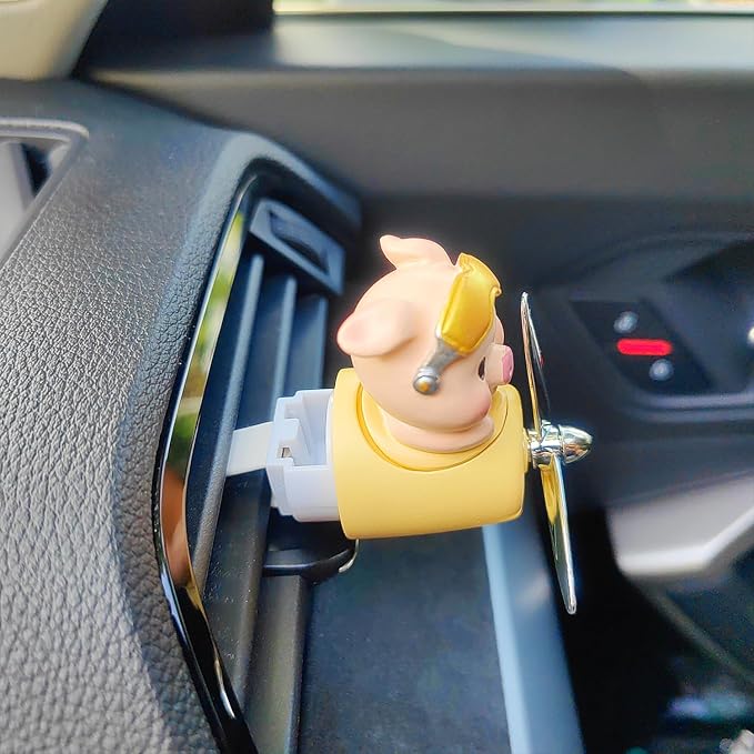 Cute Car Air Freshener for Women/Men, Pilot Car Vent Clips Creative Automotive Fragrance Air Diffuser, Outlet Flower Fan Automotive Decoration Interior Accessories (Pilot Pig)