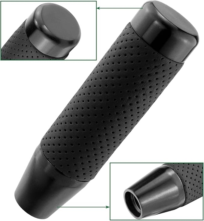 Lunsom Weighted Shifter Knob, Leather Aluminum Alloy Long Shift Stick Handle Shifting Lever Head Fit for Most Manual Transmission Vehicle (Black)