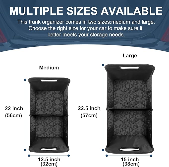 Deosk Minimalist Black Car Trunk Organizer, 50L, 6 Pockets, Foldable & Waterproof