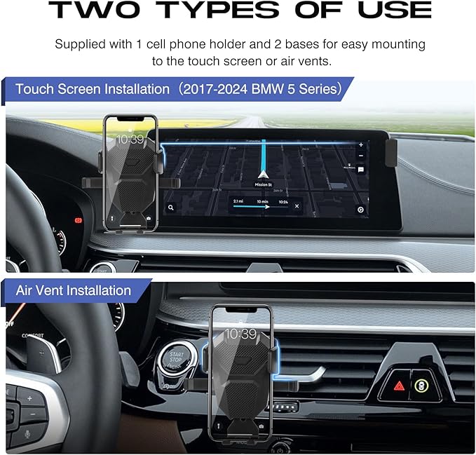 Car Phone Holder for 2021 2022 2023 BMW 5 Series Accessories,Adjustable GPS 5 Series Phone Mount ONLY for 12.3-inch Screen,Hands-Free Ultra Stable Phone Stand for All Phones