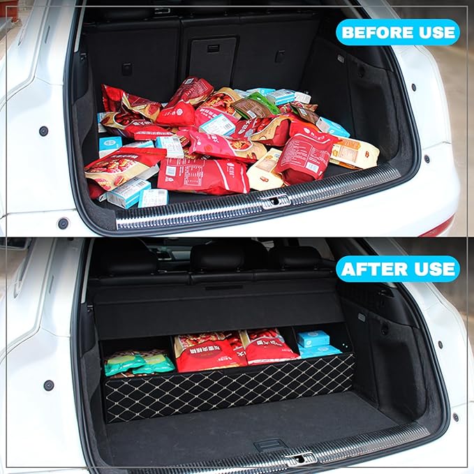 Car Trunk Organizer for Mazda3 - Custom Fit,All-Season Use，Adjustable Partition Design,Large Space Outdoor Trunk Organizer,Leather,for Mazda3 2004-2009