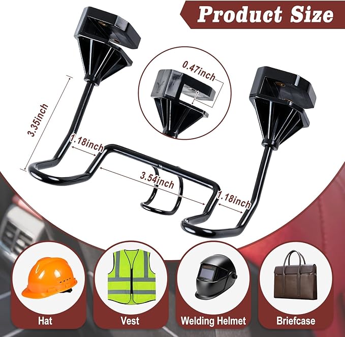 1 PCS Triple Hook Hard Hat Holder for Truck Seat Heavy Duty Metal Hard Hat Accessories Holder for Truck SUV Car Seat to Keep Helmet Safety Vest Bag Caps Car, Seat Back Hanger for Men Women