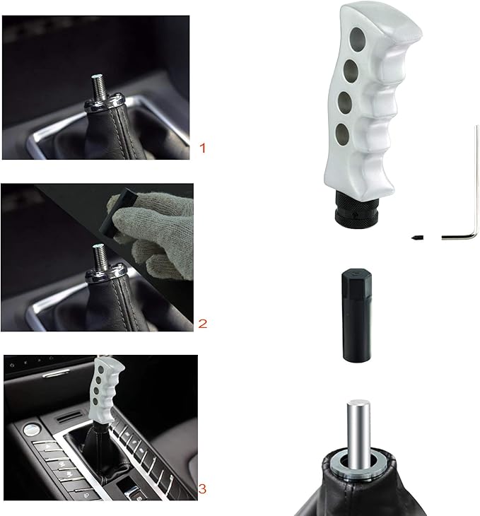 Lunsom Car Grip Shift Knob, Gear Shift Lever Knob Shifter Car Shifting Transmission Shifter Stick Head Fit Most Manual Vehicle (Silver)