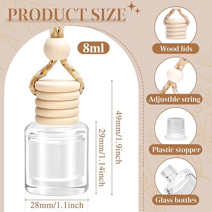 AROIC Car Air Freshener - Pink Sparkle Champagne Fragrance, 6 Pack Long Lasting Essential Oil Fragrance Diffuser, Hanging Cute Automotive Perfumes Interior Decor, Pink Car Accessories for Women & Men