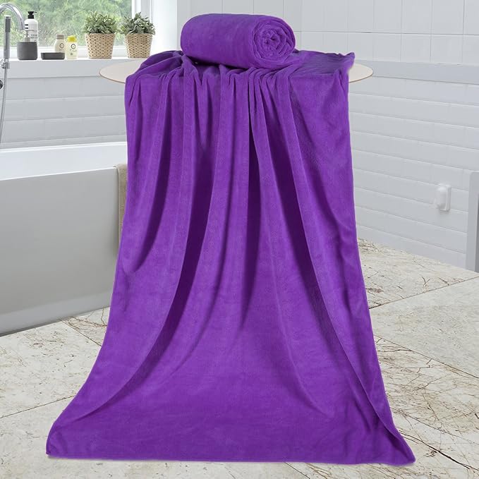 JML Microfiber Bath Towels, 2 Pack Extra Large Microfiber Towel for Body, 30" x 60", Oversized, Ultra Soft, Super Absorbent, Fast Drying, Perfect for Bathroom, Shower, Sauna, Yoga, Gym, Violet