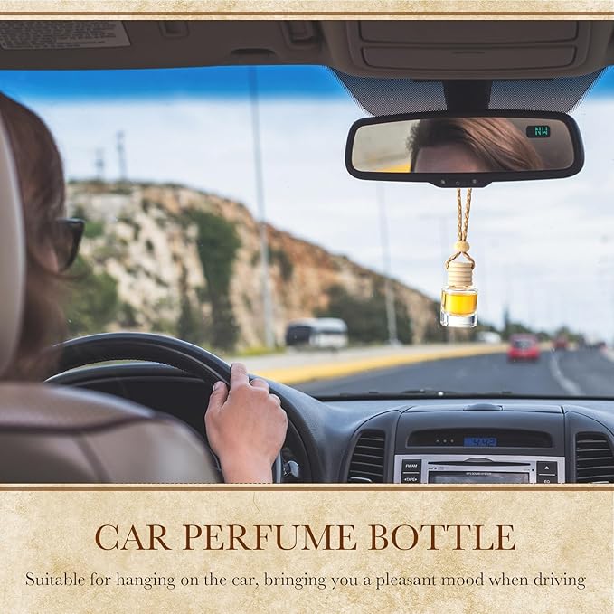 Domensi 350 Pieces Hanging Car Diffuser Air Freshener Bottle Bulk Empty Glass Refillable Perfume Bottles Oil Diffuser Aromatherapy Pendant for Auto Interior Ornaments Decor (Clear)