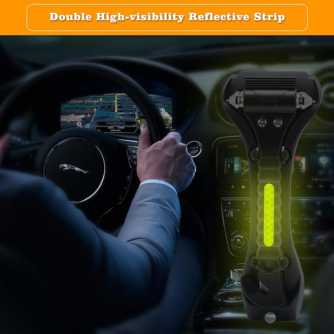 THINKWORK Car Window Breaker, Glass Breaker, Window Breaker Seatbelt Cutter, 2-in-1 Car Safety Hammer with One Second Emergency Glass Hammer, Safety Emergency Car Escape Tool for Car, Office, Home