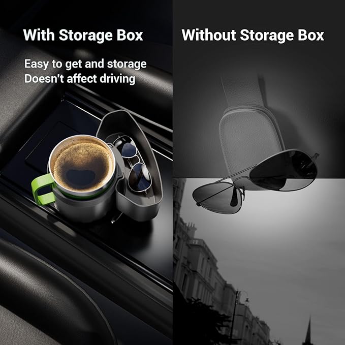 Car Cup Holder Expander Tray with Storage Box 4 in 1 Detachable Food Table Tray Car Console Storage Organizer Road Trip Essentials Accessories Gadgets - Fits Yeti, Hydro Flask 32/40 oz