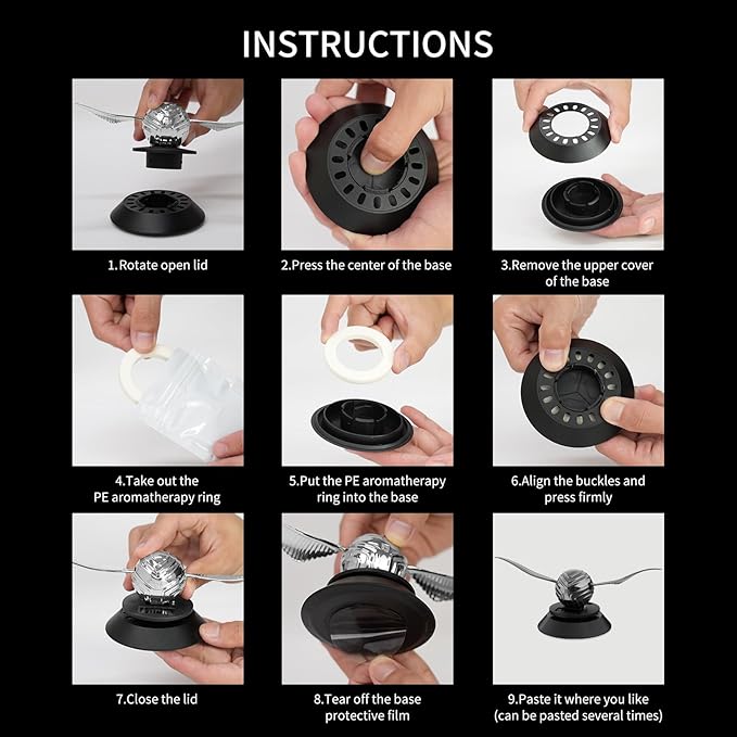 MAJESTY`S SECRET PHEROMAX Solar Car Air Freshener Diffuser, Odor Eliminator for Vehicle Scenting Device, Long Lasting Scent for Auto, Automotive Accessories Interior Scent Diffuser (black)