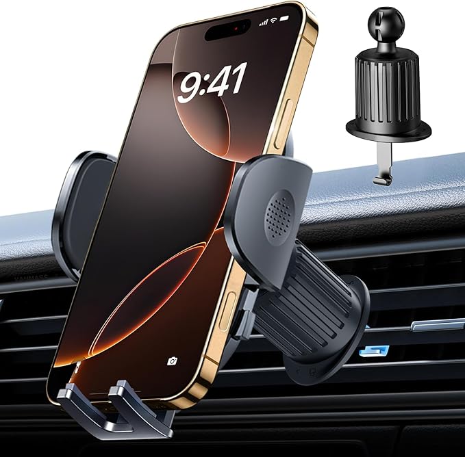 Military-Grade Construction Car Phone Holder Vent 2025 Cell Phone Mount Smartphone Upgraded Steel-Hook Clip Stand Universal Automobile Truck Cradle for iPhone 17 Pro Max 16 15 Samsung