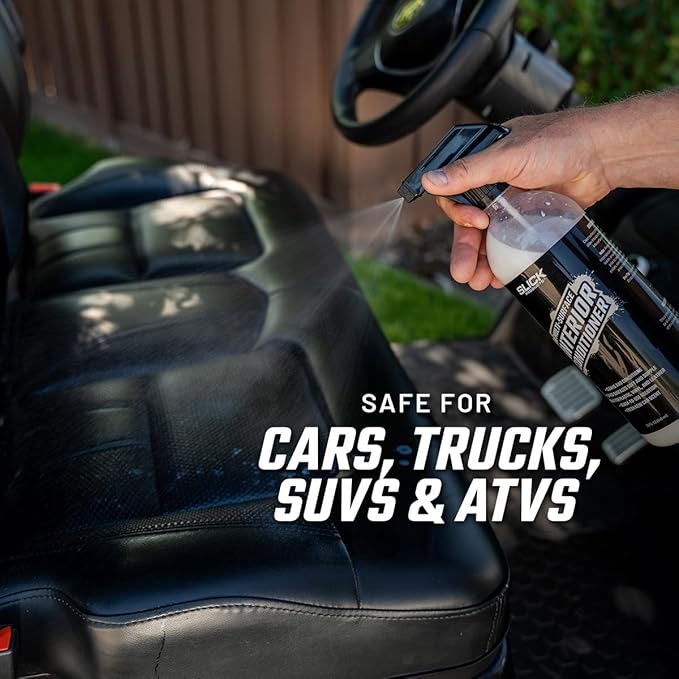 Slick Products Multi-Surface Interior Conditioner – Cleans & Conditions Vinyl, Plastic & Leather – Non-Greasy Car Interior Cleaner & Protectant – Fresh New Car Scent – 16 oz.