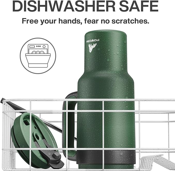 POWCAN 40 oz Tumbler with Handle, 2-in-1 Straw and Sip Lid, Leakproof, Dishwasher Safe, Insulated Stainless Steel Travel Coffee Mug, Keeps Cold for 34 Hours, Fits in Car Cup Holder (Forest)