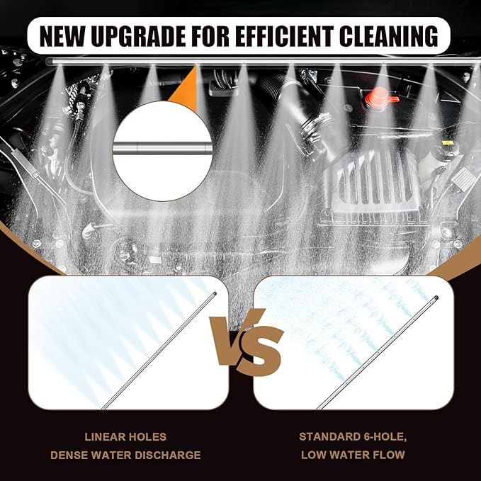 24" Compact Radiator Cleaning Wand - Dual Water/Air Flusher for Cars/Trucks/RVs, Max 4500 PSI Stainless Steel Nozzle w/Quick-Connect, Effortlessly Cleans Household Vehicle Radiators