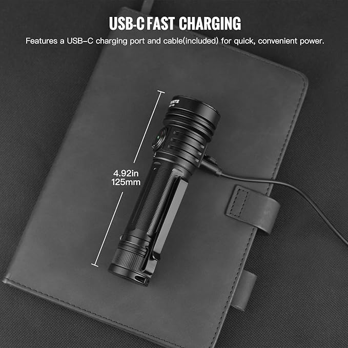 ThruNite TC20 V3 LED Rechargeable Flashlight, 4720 High Lumens Super Bright Powerful Handheld Light, USB-C Charging Tactical Flash Light with Battery, Water Resistant Torch for Camping, and Emergency