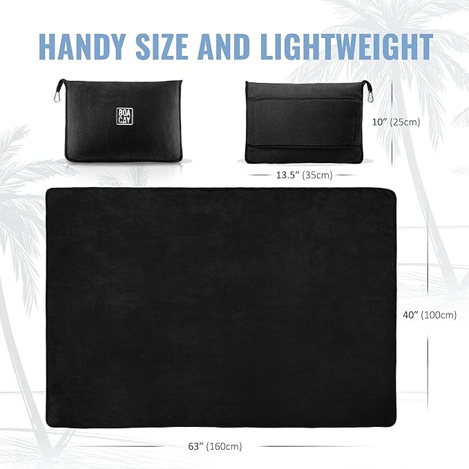 BOACAY Soft & Warm Travel Blanket for Airplane & Car - Long Flight Essential for Women, Men, Kids - Compact Pillow with Luggage Sleeve & Backpack Clip