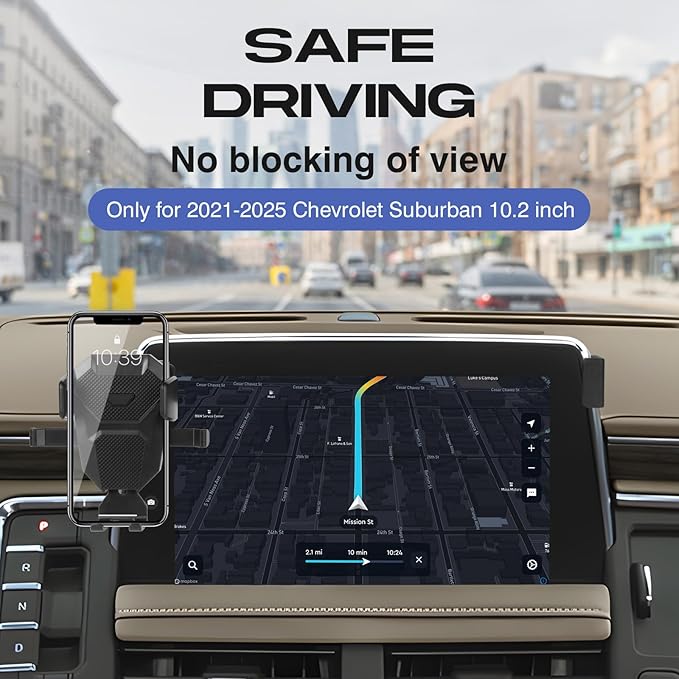 Car Phone Holder for Chevrolet Suburban 2021-2024 Accessories,Adjustable GPS Suburban Phone Mount ONLY for 10.2-inch Screen,Hands-Free Ultra Stable Phone Stand for All Phones