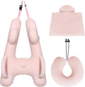 FLORICH Car Sleeping Travel Pillow for Kids, Kids Travel Pillow Removable H-Shaped Pillow for Adults and Children to Support Head and Body Road Trips with Neck Pillow and Blanket (Pink)