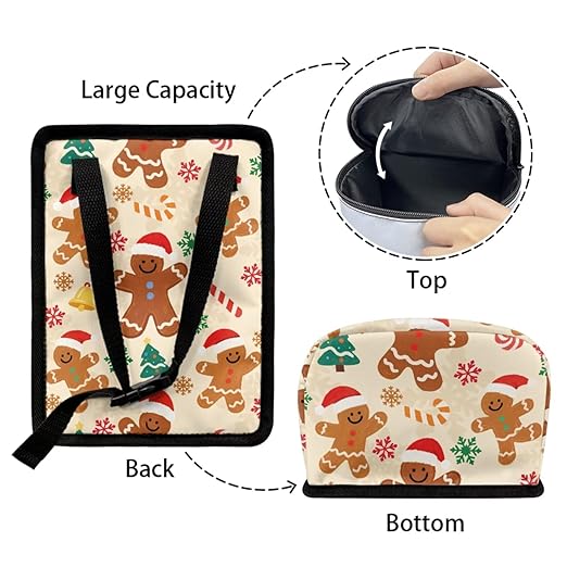 1.2 Gallons Car Trash Can for Back Seat, Gingerbread Man Car Trash Can, Adjustable Hanging for Tail of Console/Back of Seats, with Zipper Leak-Proof Lid Design, Mini Size for Convenience